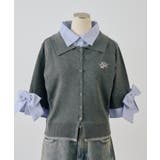 グレー | 2枚衿ドッキング5分袖ニット | NICE CLAUP / OLIVE des OLIVE　OUTLET