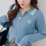 サックス | ダブルジップカーディガン | NICE CLAUP / OLIVE des OLIVE　OUTLET