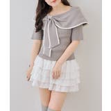 Lグレー | 配色オフショルリボンプルオーバー | NICE CLAUP / OLIVE des OLIVE　OUTLET