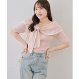 ピンク | 配色オフショルリボンプルオーバー | NICE CLAUP / OLIVE des OLIVE　OUTLET