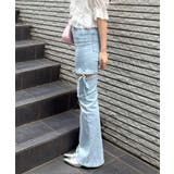 サイドリボンビュー付フレアーデニムパンツ | NICE CLAUP / OLIVE des OLIVE　OUTLET | 詳細画像7 