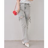 サイドリボンビュー付フレアーデニムパンツ | NICE CLAUP / OLIVE des OLIVE　OUTLET | 詳細画像12 