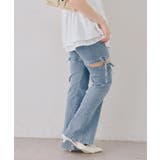 サイドリボンビュー付フレアーデニムパンツ | NICE CLAUP / OLIVE des OLIVE　OUTLET | 詳細画像14 