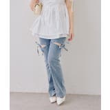 ケミカル | サイドリボンビュー付フレアーデニムパンツ | NICE CLAUP / OLIVE des OLIVE　OUTLET