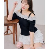 ブラック | オフショルフリルニットプルオーバー | NICE CLAUP / OLIVE des OLIVE　OUTLET