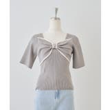 Lグレー | 配色リボンプルオーバー | NICE CLAUP / OLIVE des OLIVE　OUTLET
