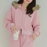 ピンク | 【セットアップ対応】ラインストーンロゴファー取外しパーカー | RMAF　NICE CLAUP / OLIVE des OLIVE