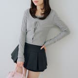 グレー | レースアップドッキング長袖Tシャツ | NICE CLAUP / OLIVE des OLIVE　OUTLET