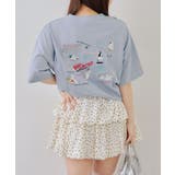 サックス | オバケ刺繍Tシャツ | NICE CLAUP / OLIVE des OLIVE　OUTLET