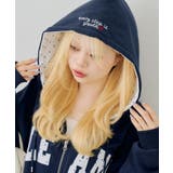 ネイビー | 配色BIGロゴZIPパーカー | NICE CLAUP / OLIVE des OLIVE　OUTLET