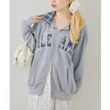 サックス | 配色BIGロゴZIPパーカー | NICE CLAUP / OLIVE des OLIVE　OUTLET