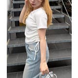 アソートラインストーンロゴ脇ギャザーTシャツ | NICE CLAUP / OLIVE des OLIVE　OUTLET | 詳細画像5 
