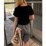 アソートラインストーンロゴ脇ギャザーTシャツ | NICE CLAUP / OLIVE des OLIVE　OUTLET | 詳細画像15 