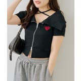 ブラック | ラメテレコダブルジップトップス | NICE CLAUP / OLIVE des OLIVE　OUTLET
