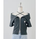 チャコール | ラメテレコダブルジップトップス | NICE CLAUP / OLIVE des OLIVE　OUTLET