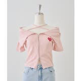 ピンク | ラメテレコダブルジップトップス | NICE CLAUP / OLIVE des OLIVE　OUTLET