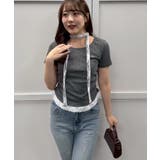 チャコール | ドット裾レースプルオーバー | NICE CLAUP / OLIVE des OLIVE　OUTLET