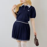 【セットアップ】ダブル衿ポロ&ミニプリーツスカート | NICE CLAUP / OLIVE des OLIVE　OUTLET | 詳細画像2 