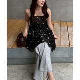 ブラック | 【レイヤードコーデに】サイドリボンキャミチュニック | NICE CLAUP / OLIVE des OLIVE　OUTLET