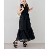 ブラック | レース肩リボンシャーリングキャミワンピース | NICE CLAUP / OLIVE des OLIVE OUTLET