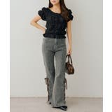 レースアップビジュー付フレアーパンツ | NICE CLAUP / OLIVE des OLIVE　OUTLET | 詳細画像3 