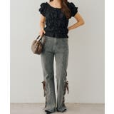 レースアップビジュー付フレアーパンツ | NICE CLAUP / OLIVE des OLIVE　OUTLET | 詳細画像4 
