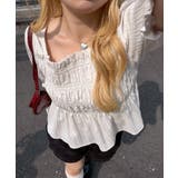 シャーリング後リボン付ブラウス | NICE CLAUP / OLIVE des OLIVE　OUTLET | 詳細画像4 