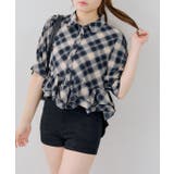 ネイビー | 裾フリルペプラムブラウス | NICE CLAUP / OLIVE des OLIVE　OUTLET