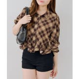 ブラウン | 裾フリルペプラムブラウス | NICE CLAUP / OLIVE des OLIVE　OUTLET