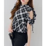 チェック肩フリルあきブラウス | NICE CLAUP / OLIVE des OLIVE　OUTLET | 詳細画像1 