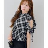 チェック肩フリルあきブラウス | NICE CLAUP / OLIVE des OLIVE　OUTLET | 詳細画像2 