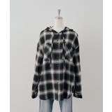 ブラック | チェックフードシャツ | NICE CLAUP / OLIVE des OLIVE OUTLET