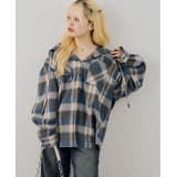 ブルー | チェックフードシャツ | NICE CLAUP / OLIVE des OLIVE OUTLET