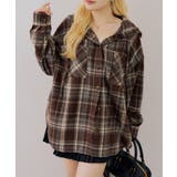 ブラウン | シャギーチェックフードシャツ | NICE CLAUP / OLIVE des OLIVE　OUTLET