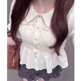 シャーリング前ボタンブラウス | NICE CLAUP / OLIVE des OLIVE OUTLET | 詳細画像1