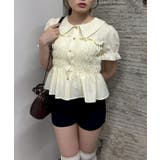 アイボリー | シャーリング前ボタンブラウス | NICE CLAUP / OLIVE des OLIVE　OUTLET
