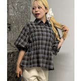 柄1 | シャーリングパフスリーブブラウス | NICE CLAUP / OLIVE des OLIVE OUTLET