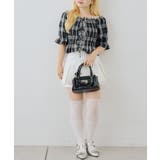 チェックレースアップブラウス | NICE CLAUP / OLIVE des OLIVE OUTLET | 詳細画像2