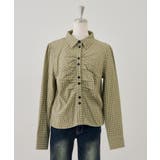 カーキ | チェックギャザーブラウス | NICE CLAUP / OLIVE des OLIVE OUTLET