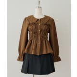 ブラウン | シャーリングペプラムブラウス長袖 | NICE CLAUP / OLIVE des OLIVE OUTLET