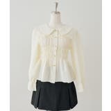 アイボリー | シャーリングペプラムブラウス長袖 | NICE CLAUP / OLIVE des OLIVE OUTLET