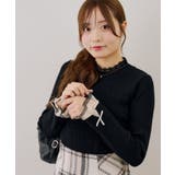 ブラック | レース付リブプルオーバー | NICE CLAUP / OLIVE des OLIVE　OUTLET