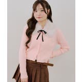 ピンク | ティペット付金釦ケーブルカーディガン | NICE CLAUP / OLIVE des OLIVE OUTLET