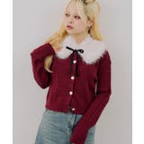 ボルドー | ティペット付金釦ケーブルカーディガン | NICE CLAUP / OLIVE des OLIVE OUTLET