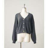 チャコール | シャギーパールボタンカーディガン | NICE CLAUP / OLIVE des OLIVE　OUTLET