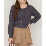 チャコール | ラメフェザーゴールドボタンカーディガン | NICE CLAUP / OLIVE des OLIVE OUTLET
