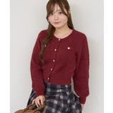 ボルドー | ラメフェザーゴールドボタンカーディガン | NICE CLAUP / OLIVE des OLIVE OUTLET