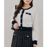 ホワイト系 | ラメフェザーゴールドボタンカーディガン | NICE CLAUP / OLIVE des OLIVE OUTLET
