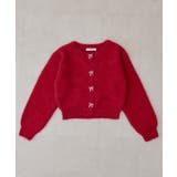 レッド | ラメフェザーリボンボタンカーディガン | NICE CLAUP / OLIVE des OLIVE　OUTLET