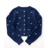 ネイビー | フェザーリボン刺繍カーディガン | NICE CLAUP / OLIVE des OLIVE OUTLET